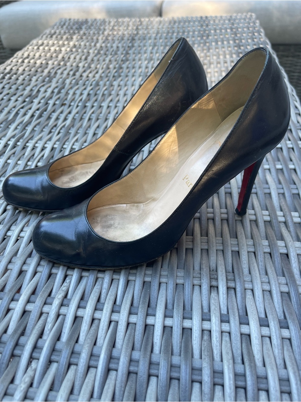 Louboutin Classic Black High Heel Pumps with Red Sole